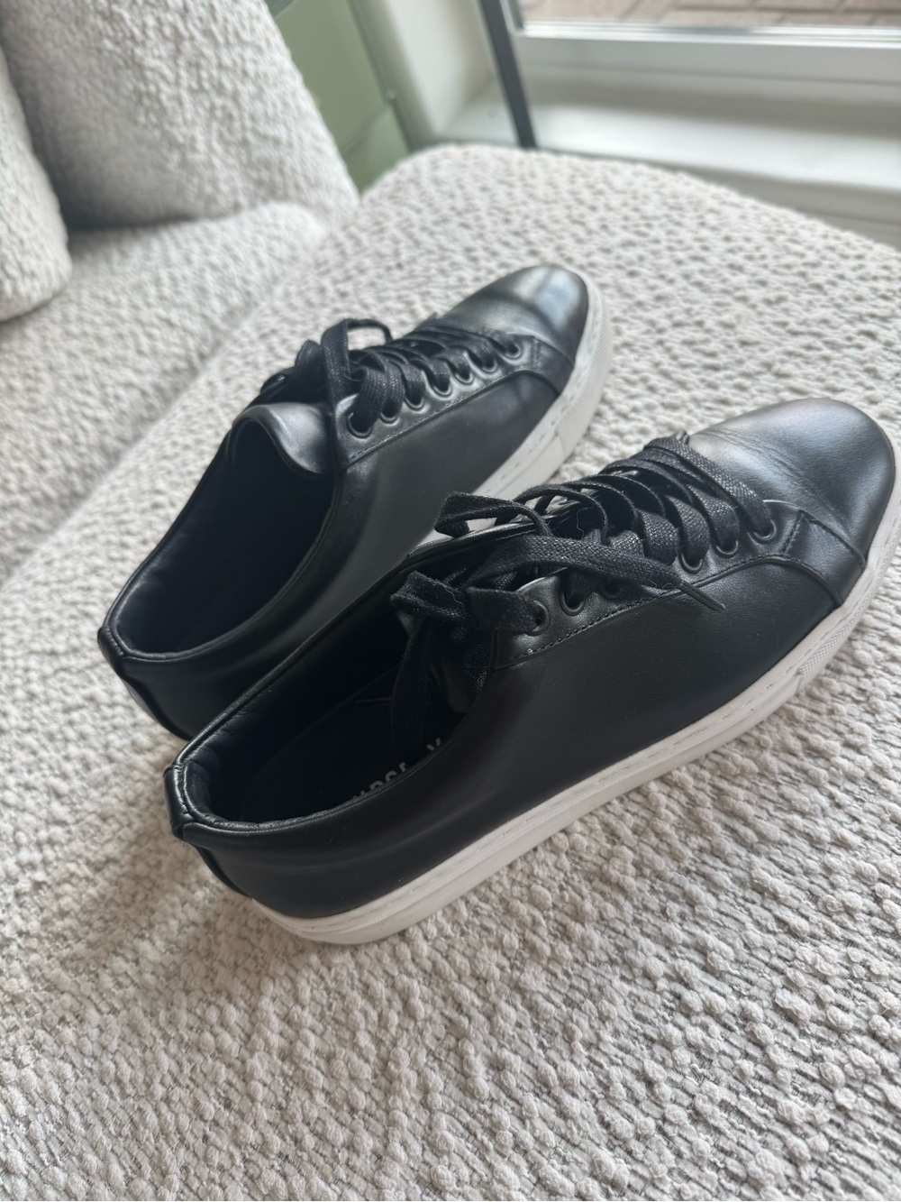 Thursday Boot Company Black Leather Sneakers with White Sole